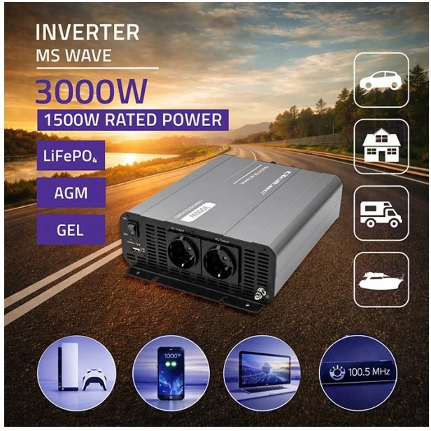 Qoltec MS Wave | 12 V - 230 V | 1500/3000 W | USB