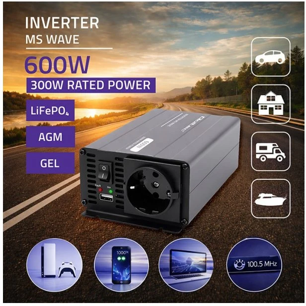 Qoltec MS Wave | 12 V - 230 V | 300/600 W | USB