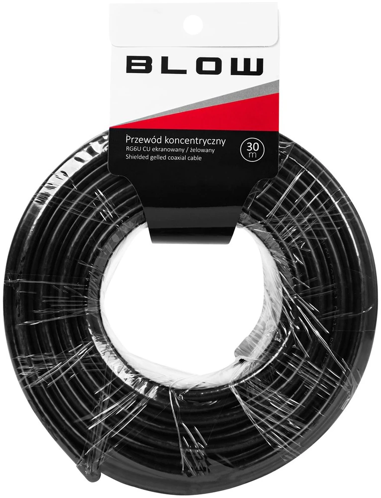 Blow Koaksialinis kabelis RG6U CU 1.02 96x geliu dengtas ekranas, juodas