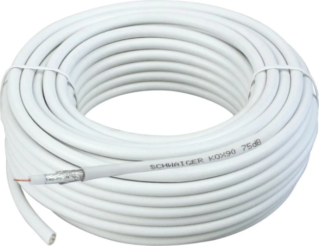 Schwaiger KOX90/50 012 kabelis koncentrinis 50 m Baltas