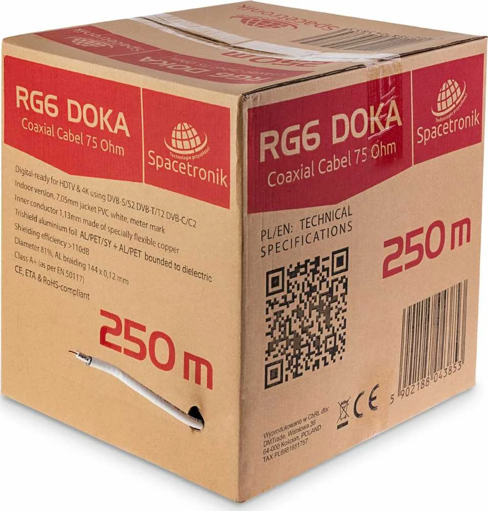 RG6 Spacetronik DOKA kabelio pakuotė su 250m žyma