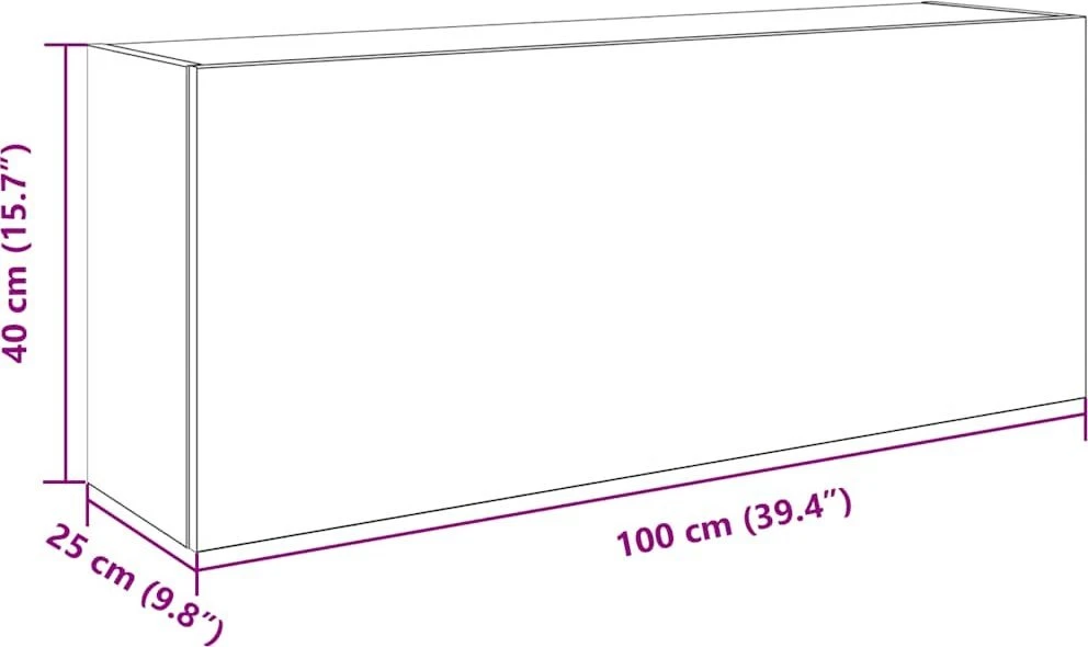 Sieninė vonios kambario spintelė, dūminio ąžuolo, 100x25x40cm
