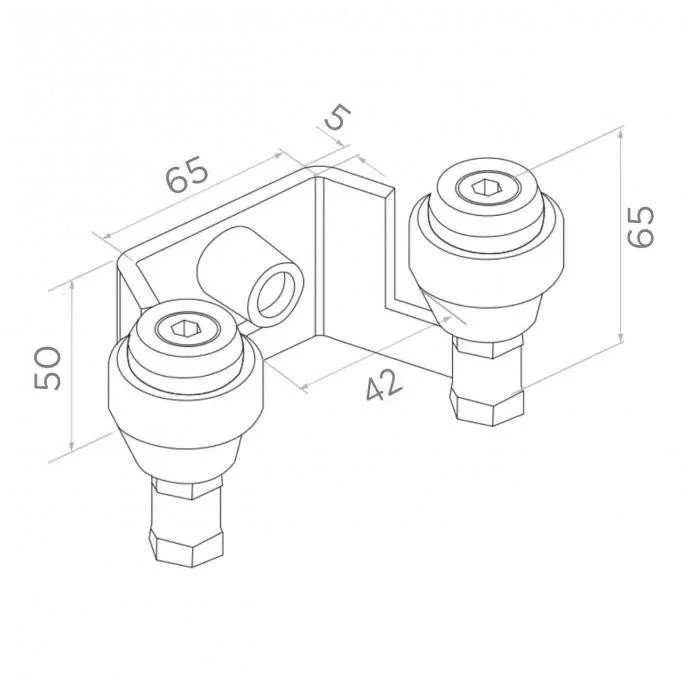 PSG 60.022 42 mm viršutinė rankena stumdomiems vartams (2 ritinėliai)