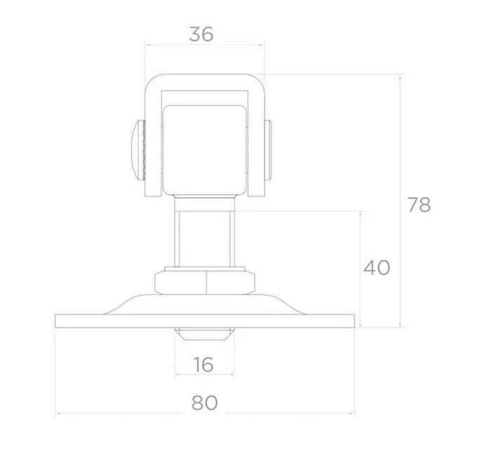 PSG 61.018 vyris su plokštele 80x80x3mm - M16 sriegis (reguliuojamas)
