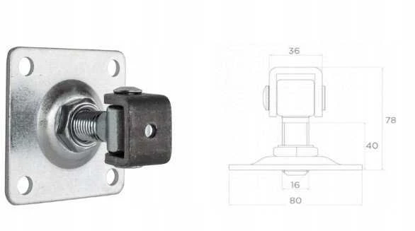 PSG 61.018 vyris su plokštele 80x80x3mm - M16 sriegis (reguliuojamas)