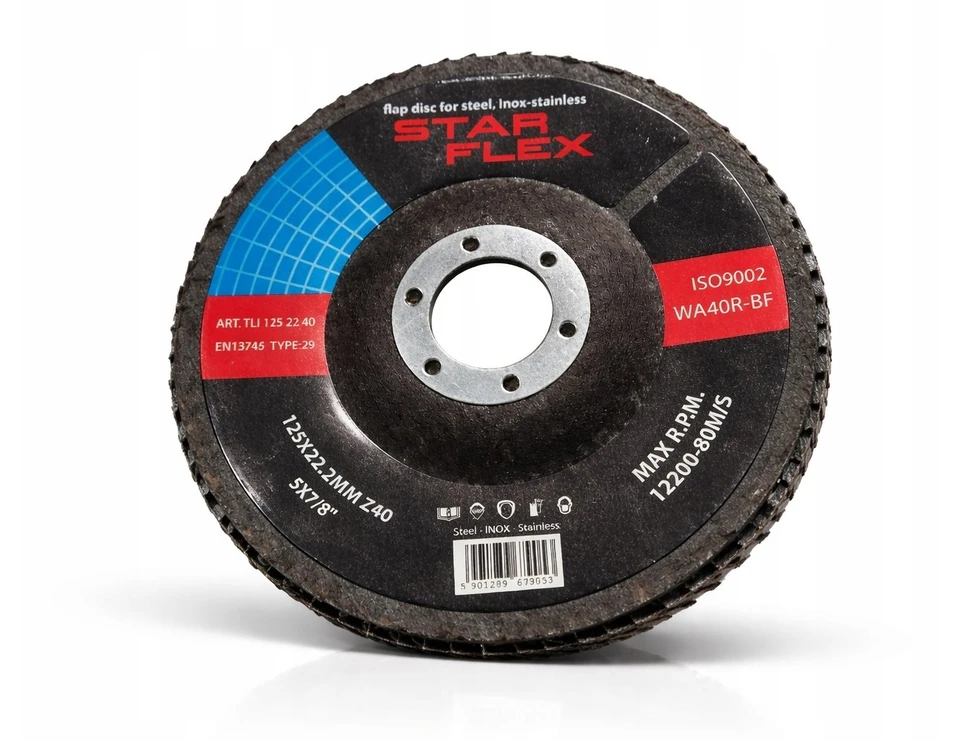 PSG Star Flex T29 plokštelinis šlifavimo diskas, grūdėtumas 125-22, 40 INOX, TLI1252240