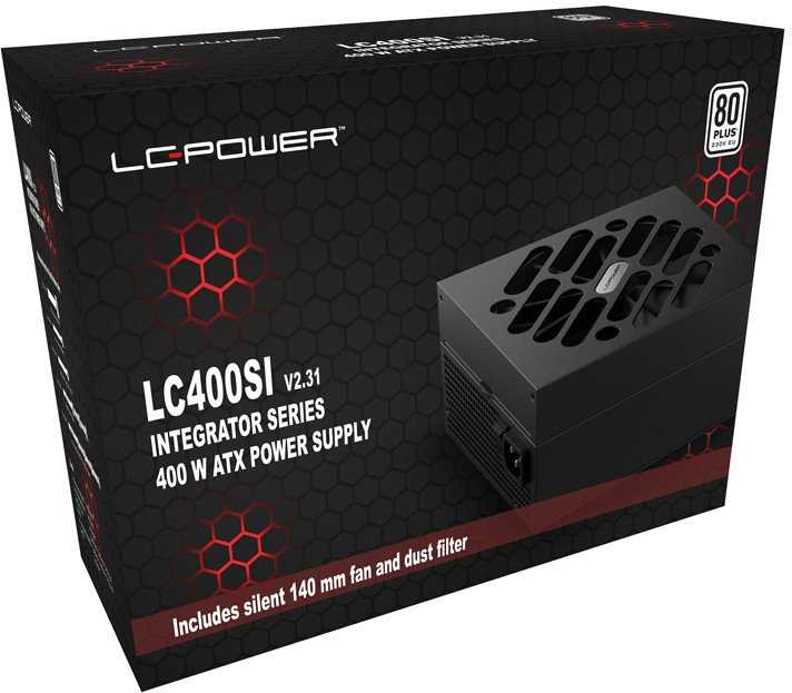 LC Power 400 W ATX maitinimo šaltinis LC400SIV 2.3 LCPOWER su 140 mm ventiliatoriumi, 80 Plus standartas, LCPOWER