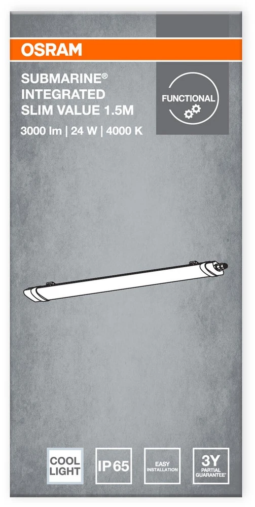 Lubinis šviestuvas Ledvance Submarine Slim 24W/840 LED šviestuvas 1,5M