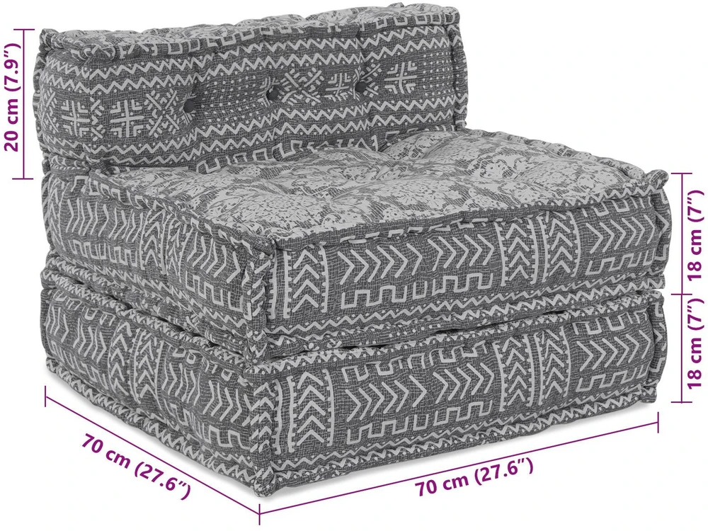 Modulinė sofa Audinys Šviesiai pilka 70 x 70 x 56 cm