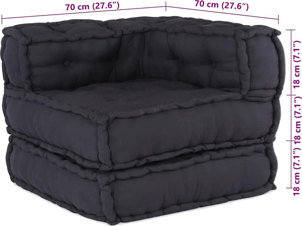 Modulinė sofa, antracito spalvos, 70x70x54 cm, audinys