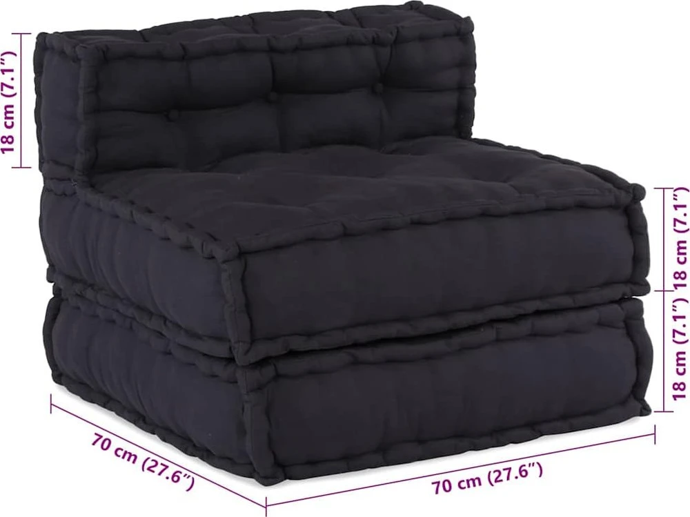 Modulinė sofa, antracito spalvos, 70x70x54 cm, audinys