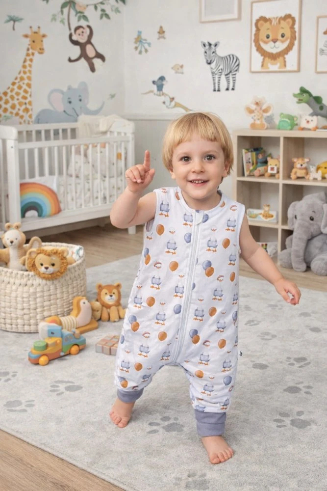 PULP BAMBOO medvilninis miegmaišis su kojinėmis, vasarinis 0,5 TOG iki 2,5 metų - KACZOREK