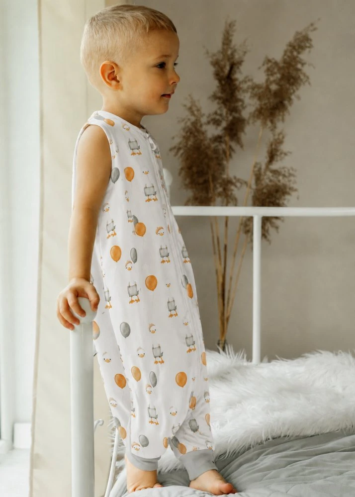 PULP BAMBOO medvilninis miegmaišis su kojinėmis, vasarinis 0,5 TOG iki 2,5 metų - KACZOREK