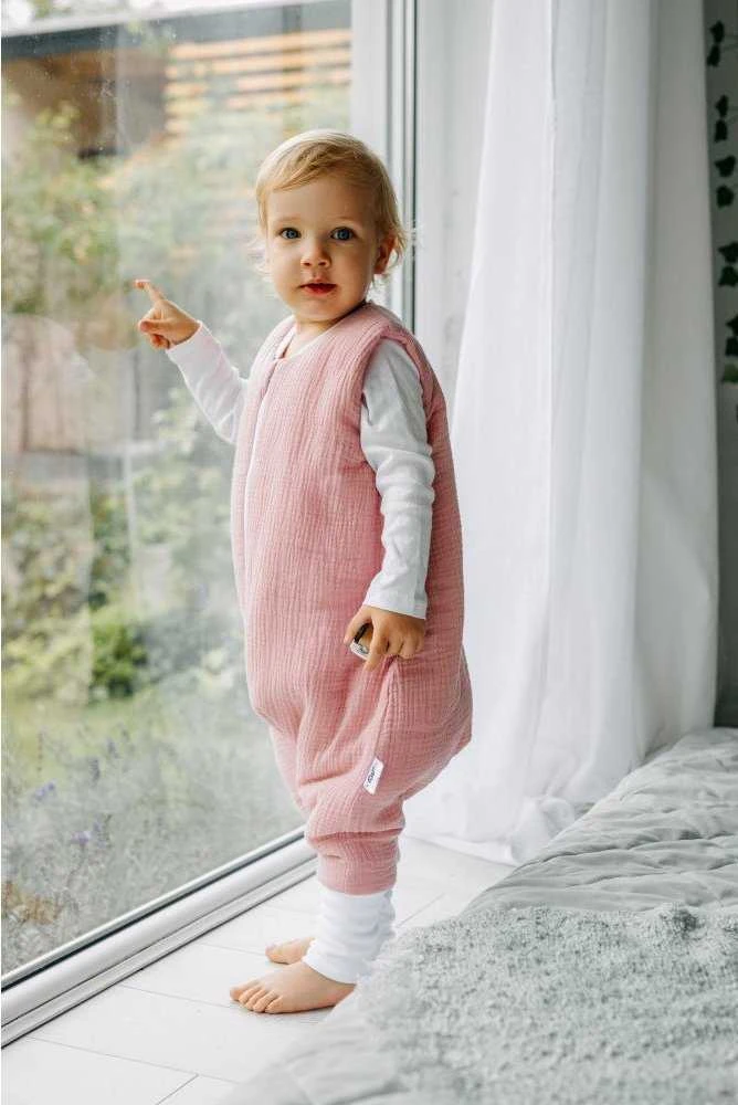 PULP BAMBOO Muslin miegmaišis su izoliacija ir kojomis Rožinė TOG 2,5 nuo 6m iki 2,5m.