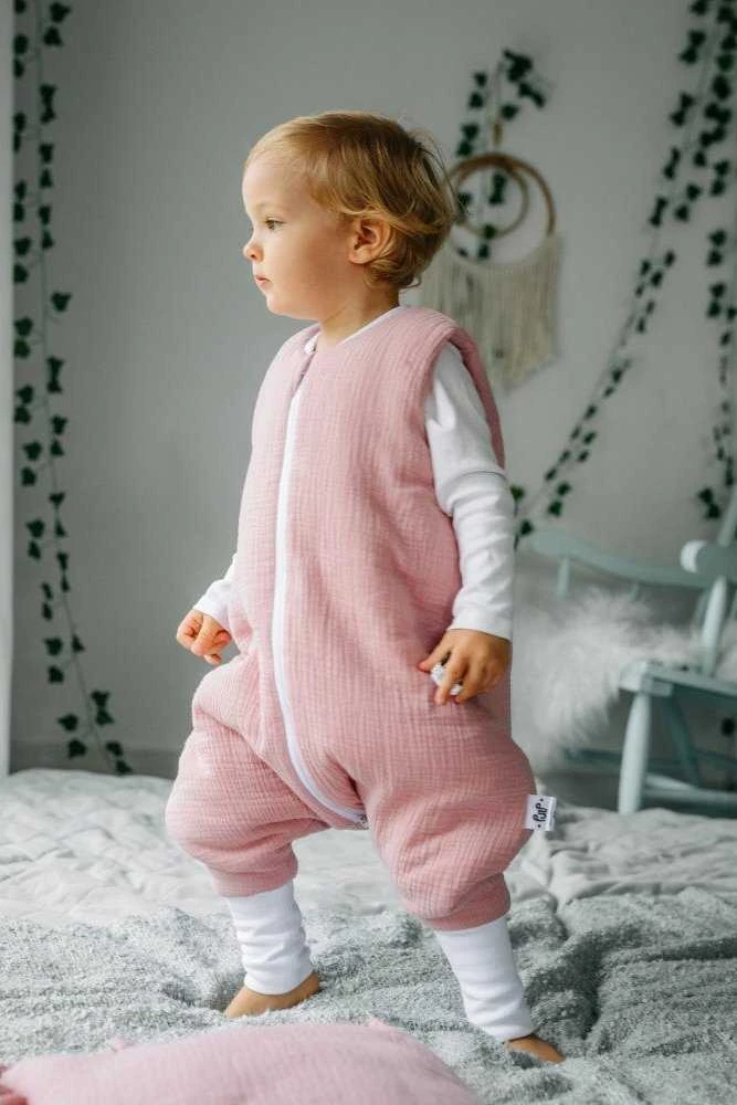 PULP BAMBOO Muslin miegmaišis su izoliacija ir kojomis Rožinė TOG 2,5 nuo 6m iki 2,5m.
