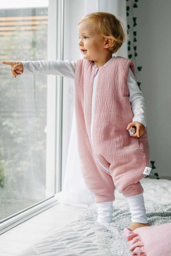 PULP BAMBOO Muslin miegmaišis su izoliacija ir kojomis Rožinė TOG 2,5 nuo 6m iki 2,5m.