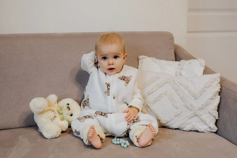 PULP BAMBOO vasarinis miegmaišis iš muslino su kojelėmis - meškiukai 0,5 TOG nuo 1 iki 2,5 metų