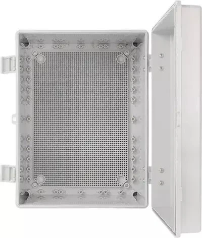 AWB403020 ABS korpusas 400x300x200, atsparus vandeniui su vyriais ir montavimo plokšte Pulsar