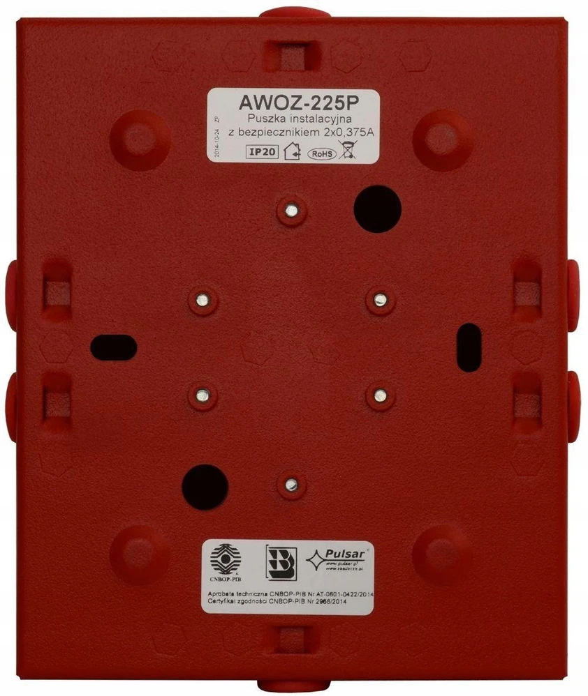 Pulsar AWOZ-225P - Priešgaisrinės apsaugos montavimo dėžutė. su saugikliu (2×0,375A)
