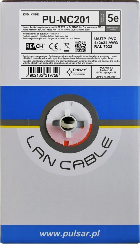 Pulsar PU-NC201 U/UTP kabelis, 5e kategorija, 24AWG,