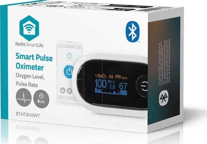 Pulsoksymetr Nedis BTHOX10WT pulsoksymetr Baltas