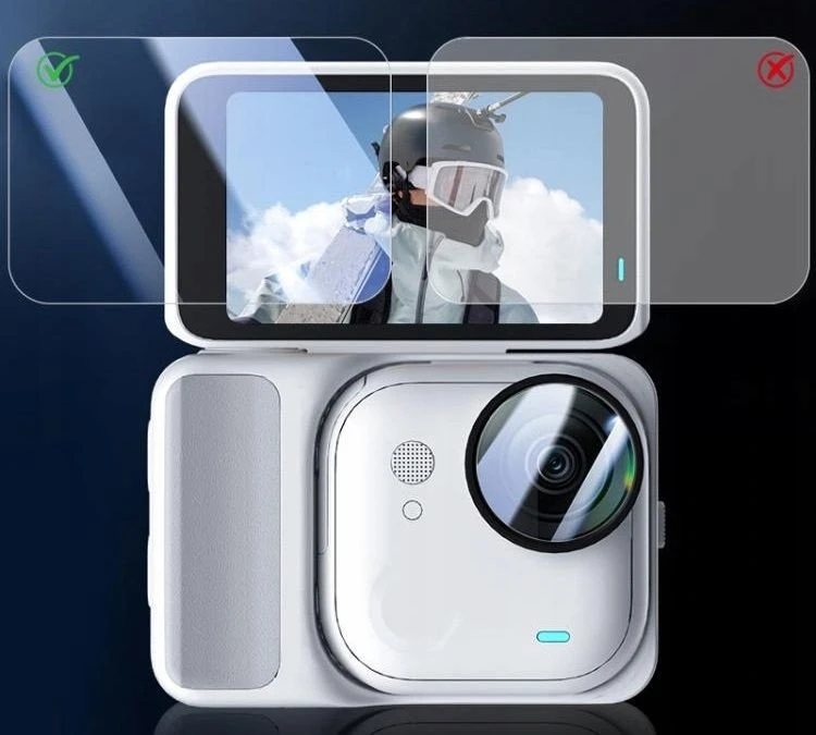 Puluz 2x Grūdintas stiklas LCD ekrano apsauga + objektyvui, skirtas Insta360 GO Ultra / PU784T