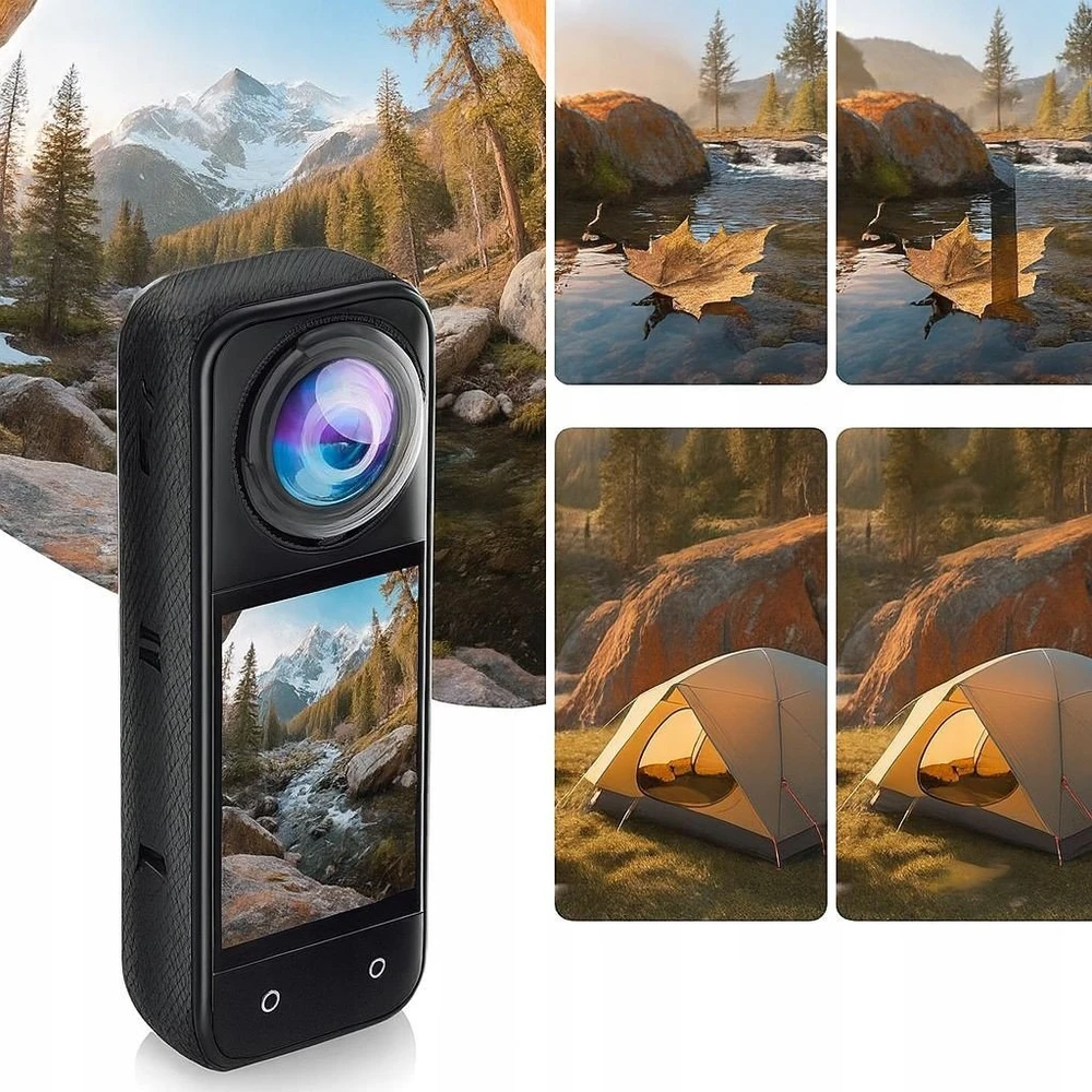 „Puluz“ 2 objektyvų dangtelių rinkinys su pasukamais objektyvais, skirtas „Insta360 X5 X 5“ / „Pu767t“