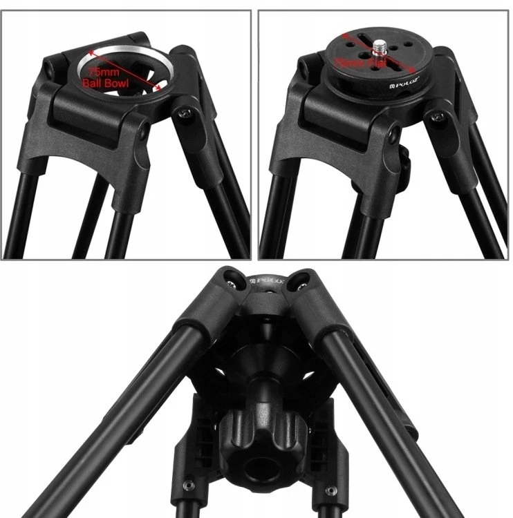 Puluz Adapteris Galvutė Trikojui Film Video Bowl Dubuo 75mm Su Sriegiu 1/4'' Ir 3/8'' / Pu3503