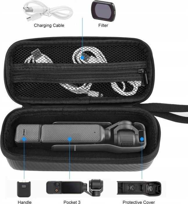 Puluz Cover Case Cover Cover Cover lagaminas fotoaparato dėklas, skirtas DJI Osmo Pocket 3 / Pu945b