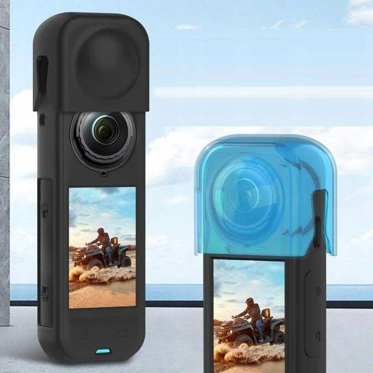 Puluz Objektyvo dangtelis + silikoninis korpusas apsauga Insta360 X5 / X 5 / Pu757b