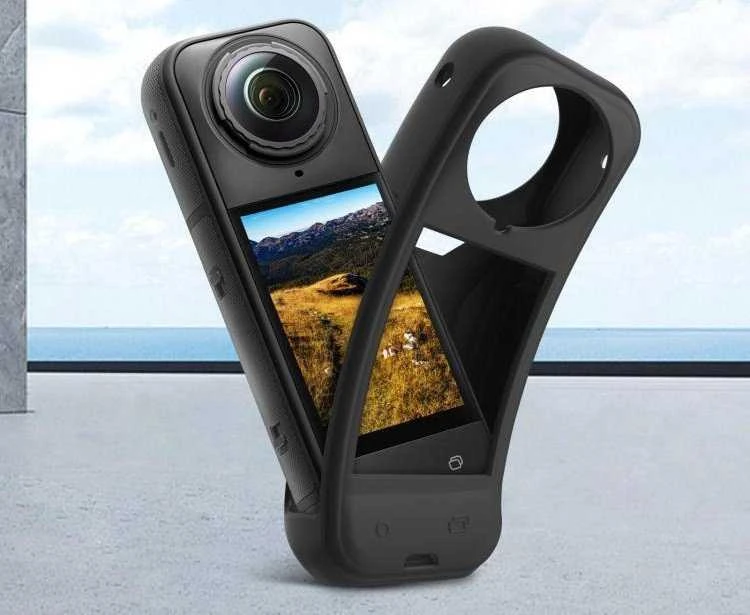Puluz Objektyvo dangtelis + silikoninis korpusas apsauga Insta360 X5 / X 5 / Pu757b