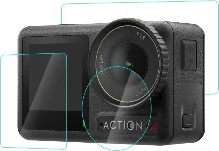 Puluz objektyvo gaubtas, rinkinys: grūdintas stiklas 2x ekranui + LCD objektyvui DJI Osmo Action 4 / PU953T