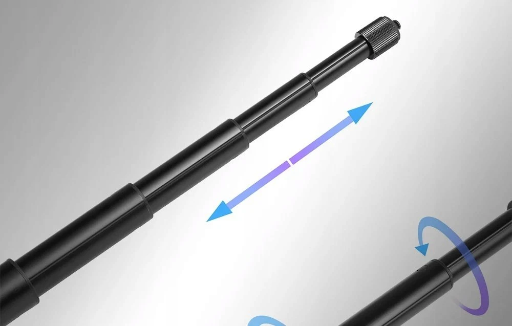 Motociklo/dviračio laikiklis PULUZ su dviem spaustukais ir asmenukių lazda 150 cm