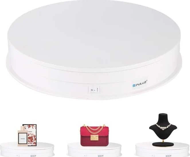 Puluz 30 cm USB elektrinis besisukantis patefonas baltas