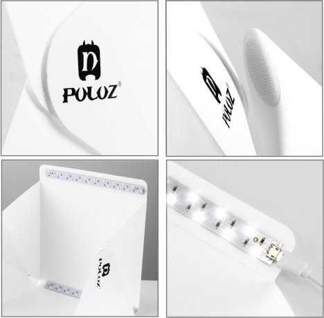 Puluz Palapinė Bešešėlė 22x23x24cm + 2x LED lempos + 2x fonas