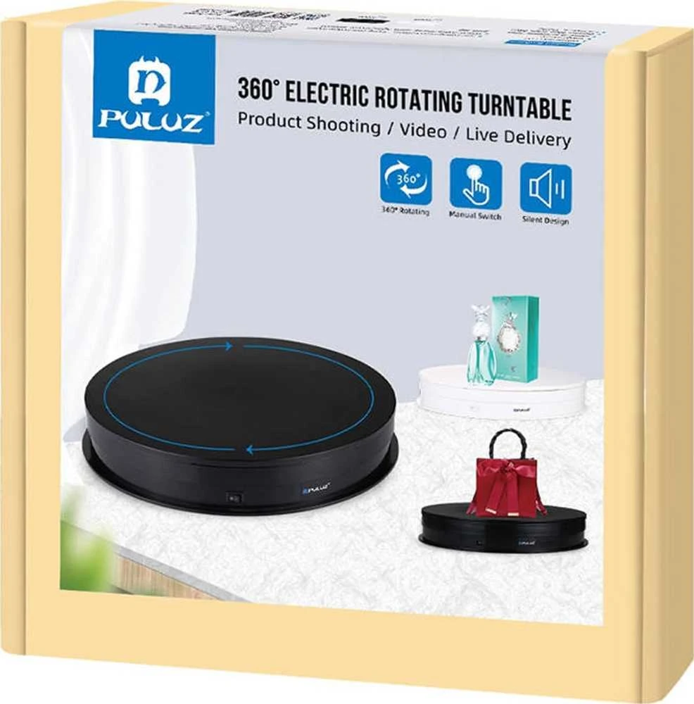 Puluz 30 cm USB elektrinis besisukantis patefonas juodas