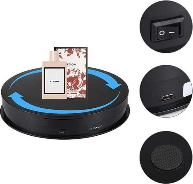 Puluz 30 cm USB elektrinis besisukantis patefonas juodas