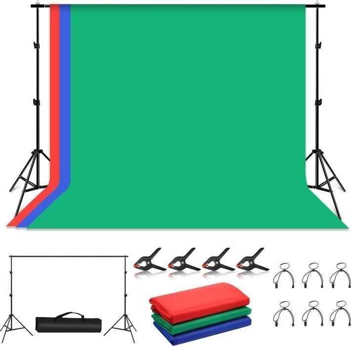 Puluz fotostudijos fono palaikymas 2x3m + fonai 3 vnt, PKT5205