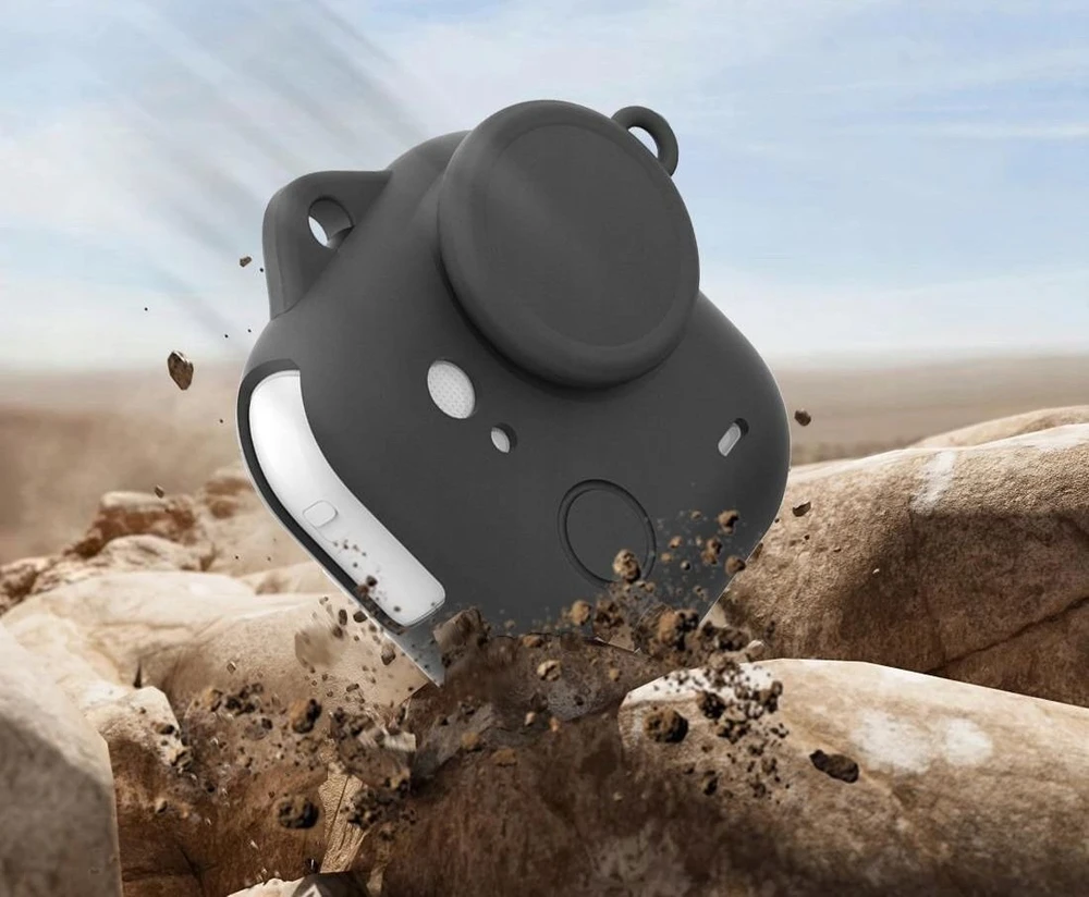 Puluz Silikoninis dėklas Insta360 Go Ultra apsauginis dangtelis + dangtelis ir virvelė / Pu786b / Juodas