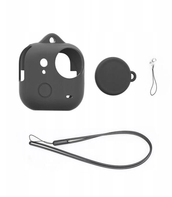 Puluz Silikoninis dėklas Insta360 Go Ultra apsauginis dangtelis + dangtelis ir virvelė / Pu786b / Juodas