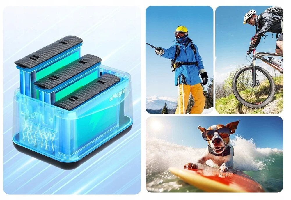 Puluz USB įkroviklis 3x akumuliatoriams, skirtas Insta360 X5 / Insta 360 X 5 / Amagisn / Tbd06060566 / Pf12