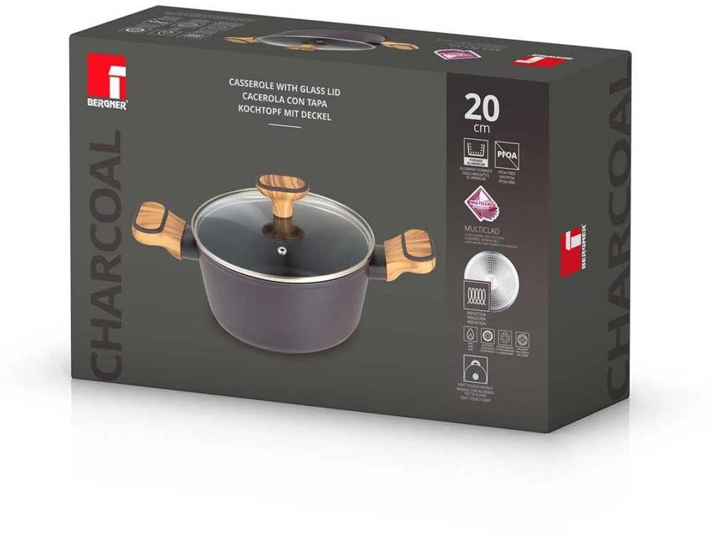 Bergner PUODAS MULTICLAD 20 cm su dangčiu BERGNER BG-56036 CHARCOAL