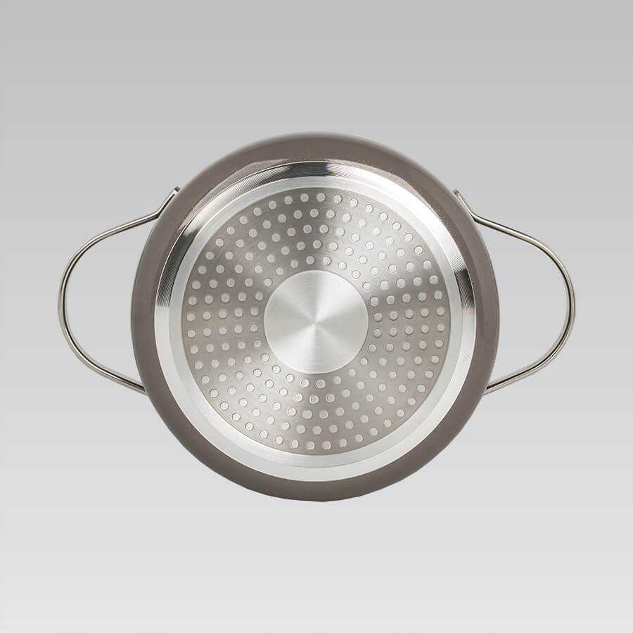 Puodas shallow su dangčiu MAESTRO MR-4009 (MR-4009-28S) 28 cm 3.9 l Pilkas