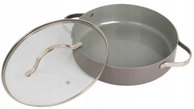 Puodas shallow su dangčiu MAESTRO MR-4009 (MR-4009-28S) 28 cm 3.9 l Pilkas