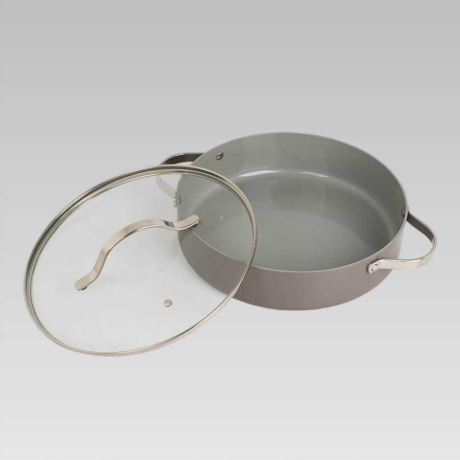 Puodas shallow su dangčiu MAESTRO MR-4009 (MR-4009-28S) 28 cm 3.9 l Pilkas