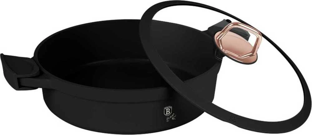 WOK Puodas NISKI Z POWŁOKĄ TYTANOWĄ 4.2L 28CM BERLINGER HAUS Juodas ROSE BH-1455