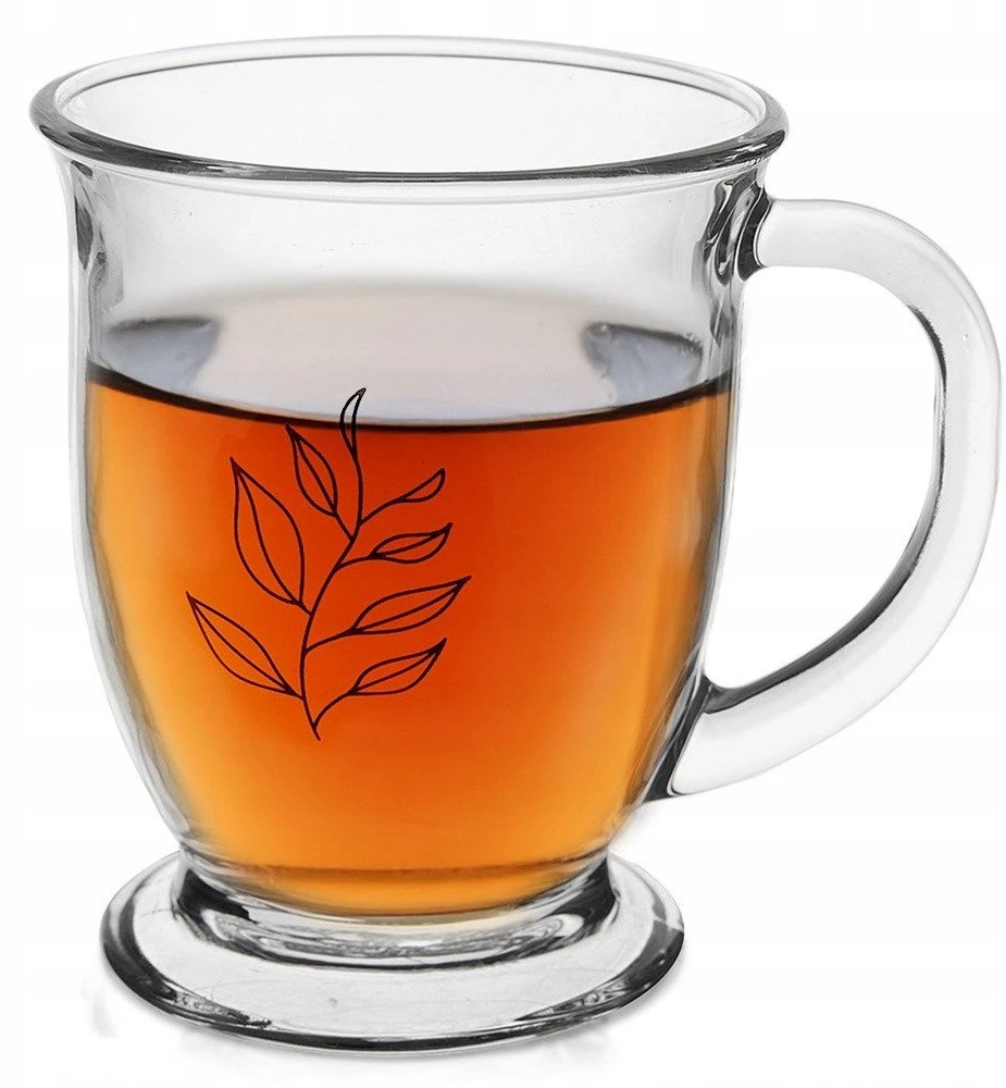 Orion stiklinė puodelis 450 ml su rankena - kava, arbata