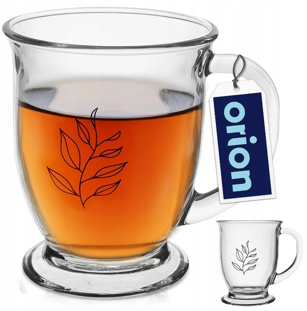 Orion stiklinė puodelis 450 ml su rankena - kava, arbata