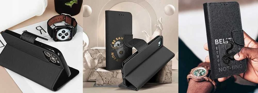 Dėklas Oem FANCY Book skirtas Samsung Galaxy A13 4G juodos spalvos