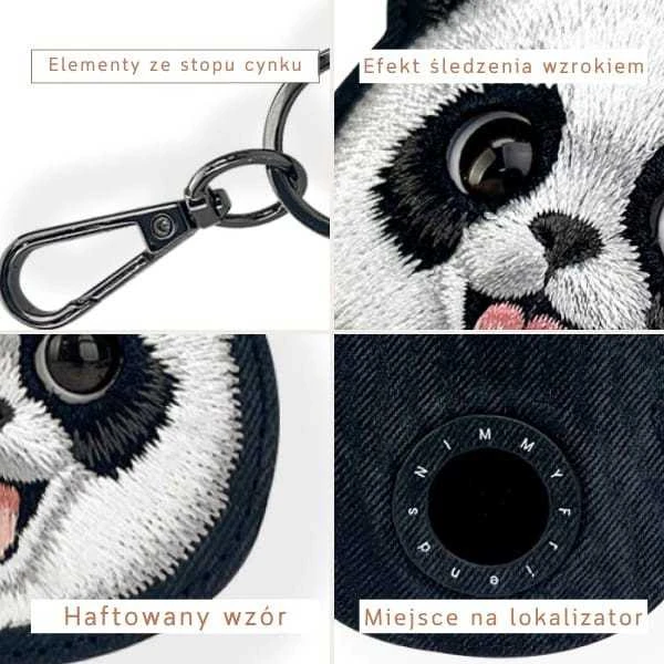 Dėklas daiktų ieškikliui Nimmy New Big Eyed Pet 2.0 Panda juodos spalvos